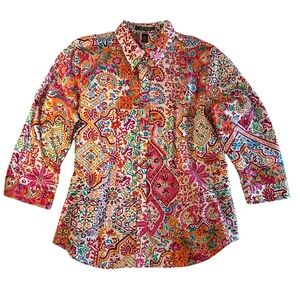 Lauren, Ralph Lauren women’s button vintage top size XL Paisley multicolor EUC